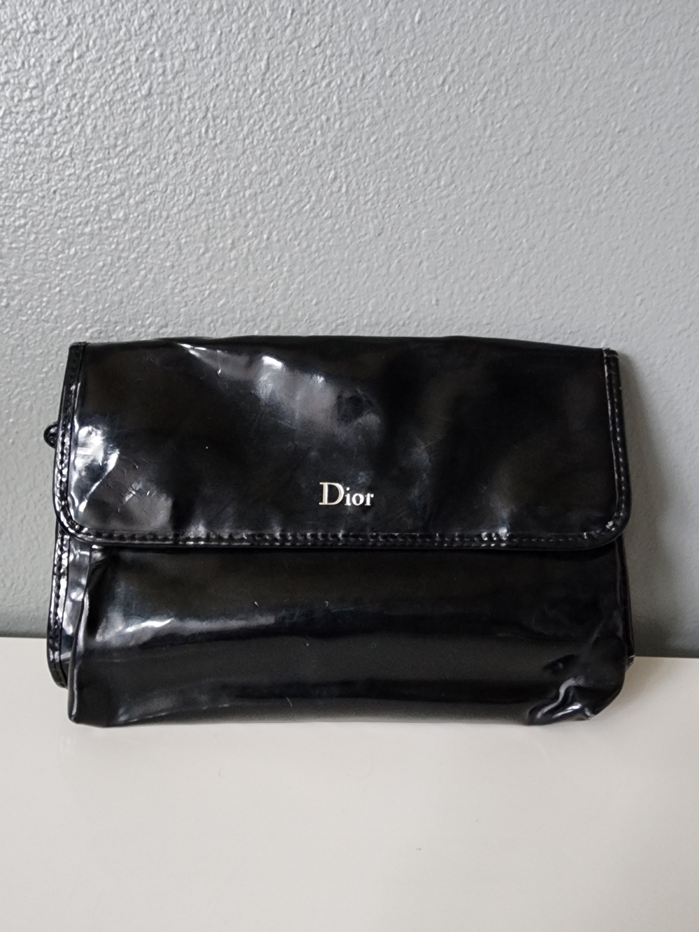 Dior Beauty Black Cosmetic Travel Organizer Fold Out Makeup Bag Toiletry Case